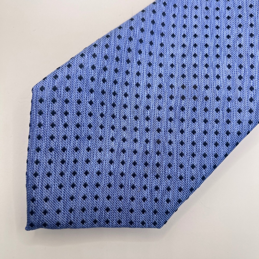 Beau Brummel Necktie Mens OS Blue Excellent Silk Geometric Dot Soho Hand Made